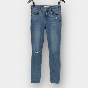 Jordache Mid Rise Skinny Jeans Light Blue Wash Womens Size 6 Distressed Stretch